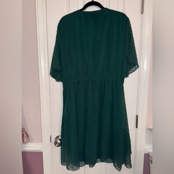 BTFBM Women Elegant Faux Wrap V-Neck
High Waist Green Dress With Swiss Dot 2XL - Picture 9 of 14